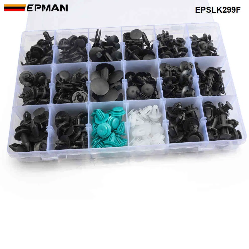 Epman 299PCS Car Body Push Pin Rivet Clip Fastener Kit