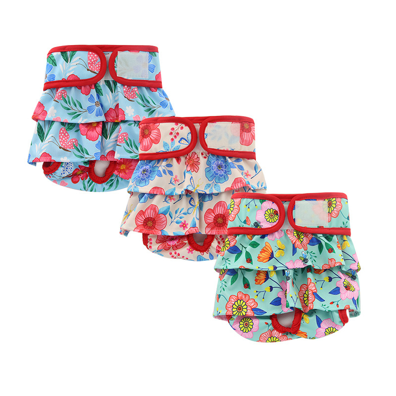 Pet Maternity Pants with Skirt Edges, Pet Mother and Baby Clothes, Washable Maternity Pants for Female Dogs