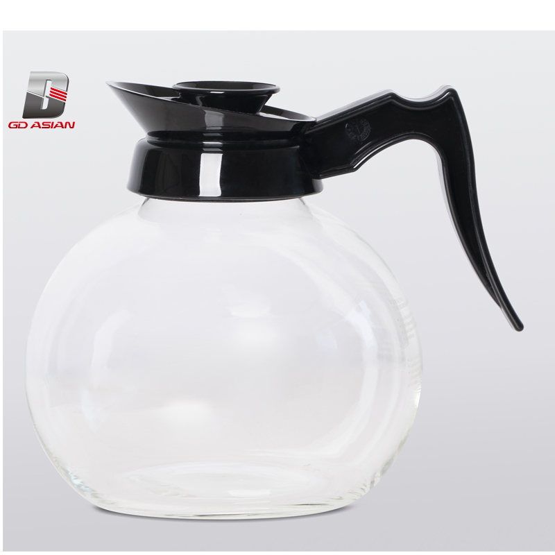 High quality 1.8L Black Glass Coffee Decanter Coffee Pot