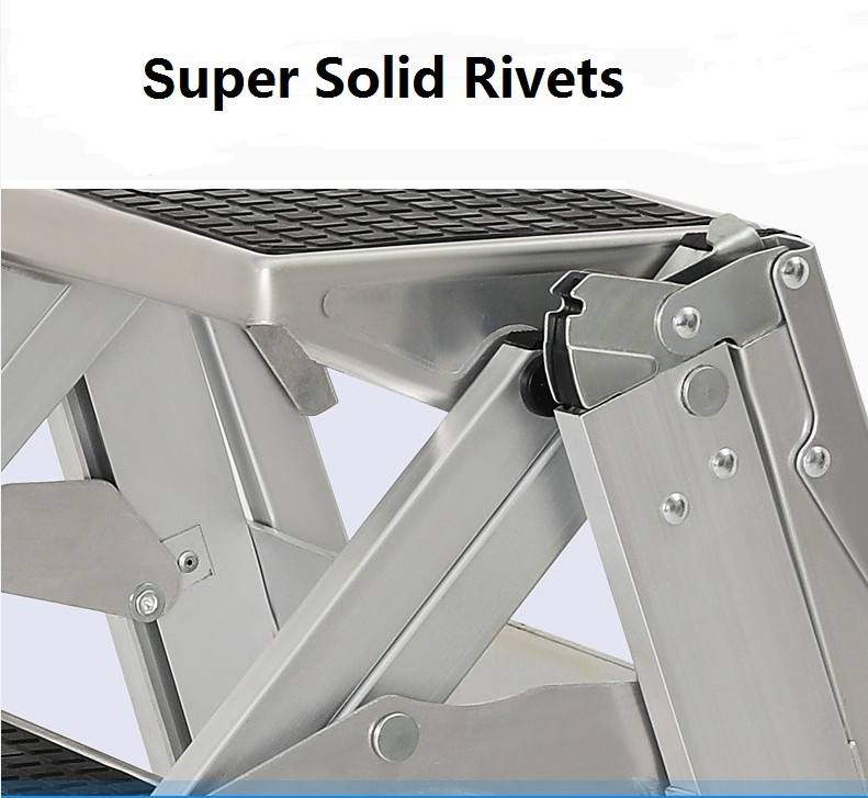 Hot Sale Household Aluminum Safety 4 Steps Ladder with Pulley and Handle Tray