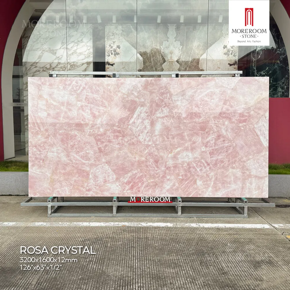 Pink Artificial Marble Slab Rosa Crystal Sintered Stone for Decorative Wall Countertops