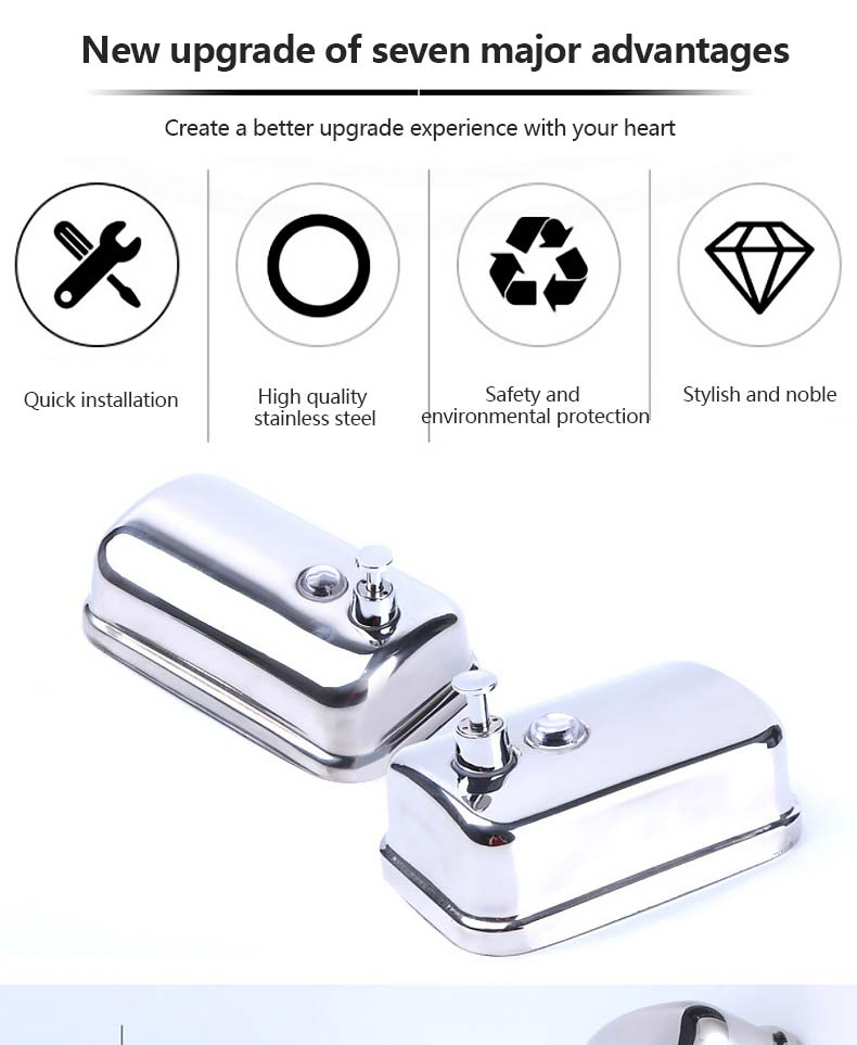 Настенный дозатор для мыла из нержавеющей стали 500-1000мл