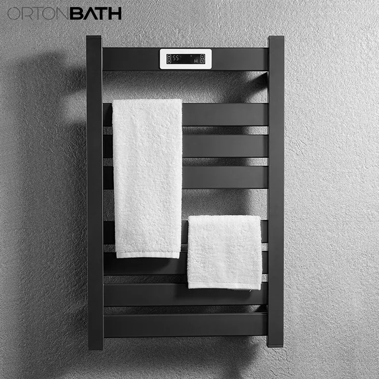 Ortonbath Towel Warmer with Built-in Timer for Bath Hardwired Heated Drying Rack Straight Bars Mirror Polish