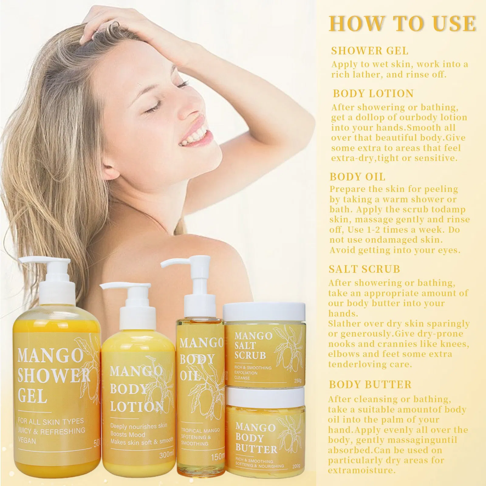 Beauty Cosmetics Natural Extraction Mango Body Care Combination Moisturizing Skin Care Set