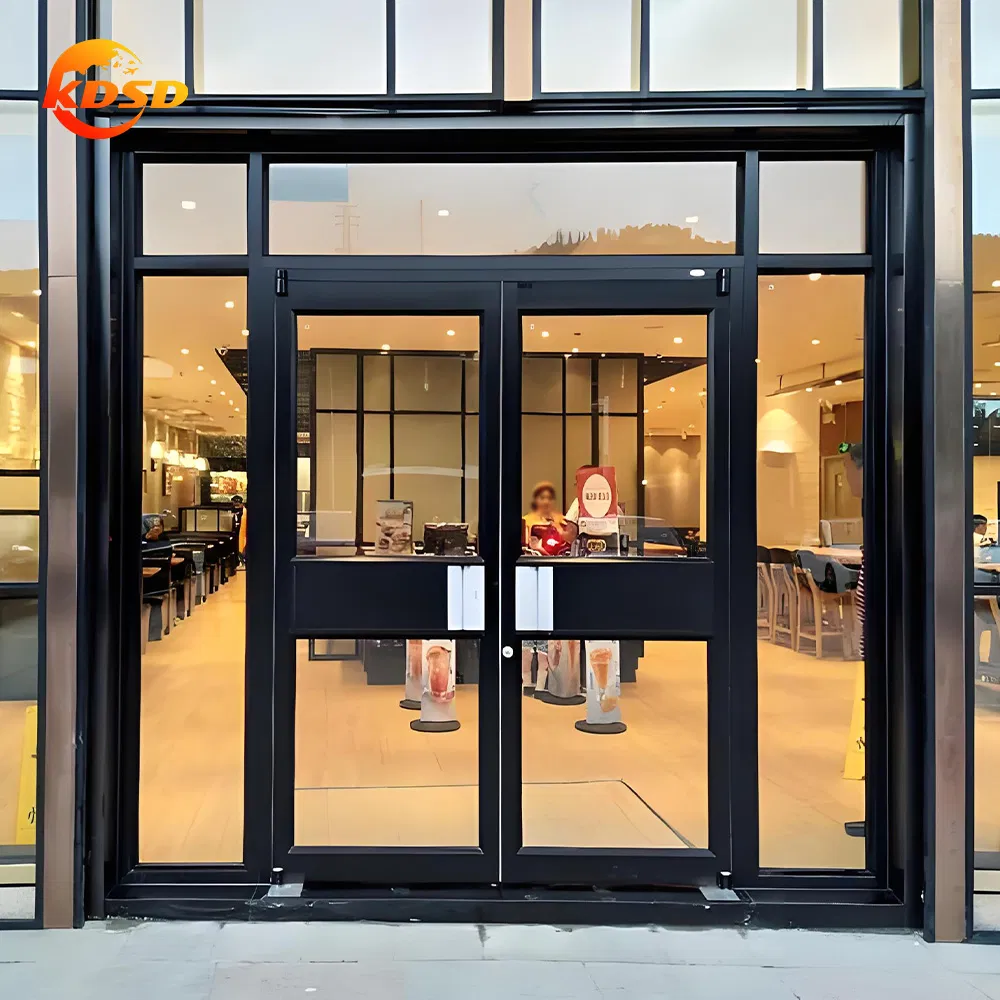 Kdsd Latest Design Modern Style Single Tempered Glass Aluminum Commercial Door