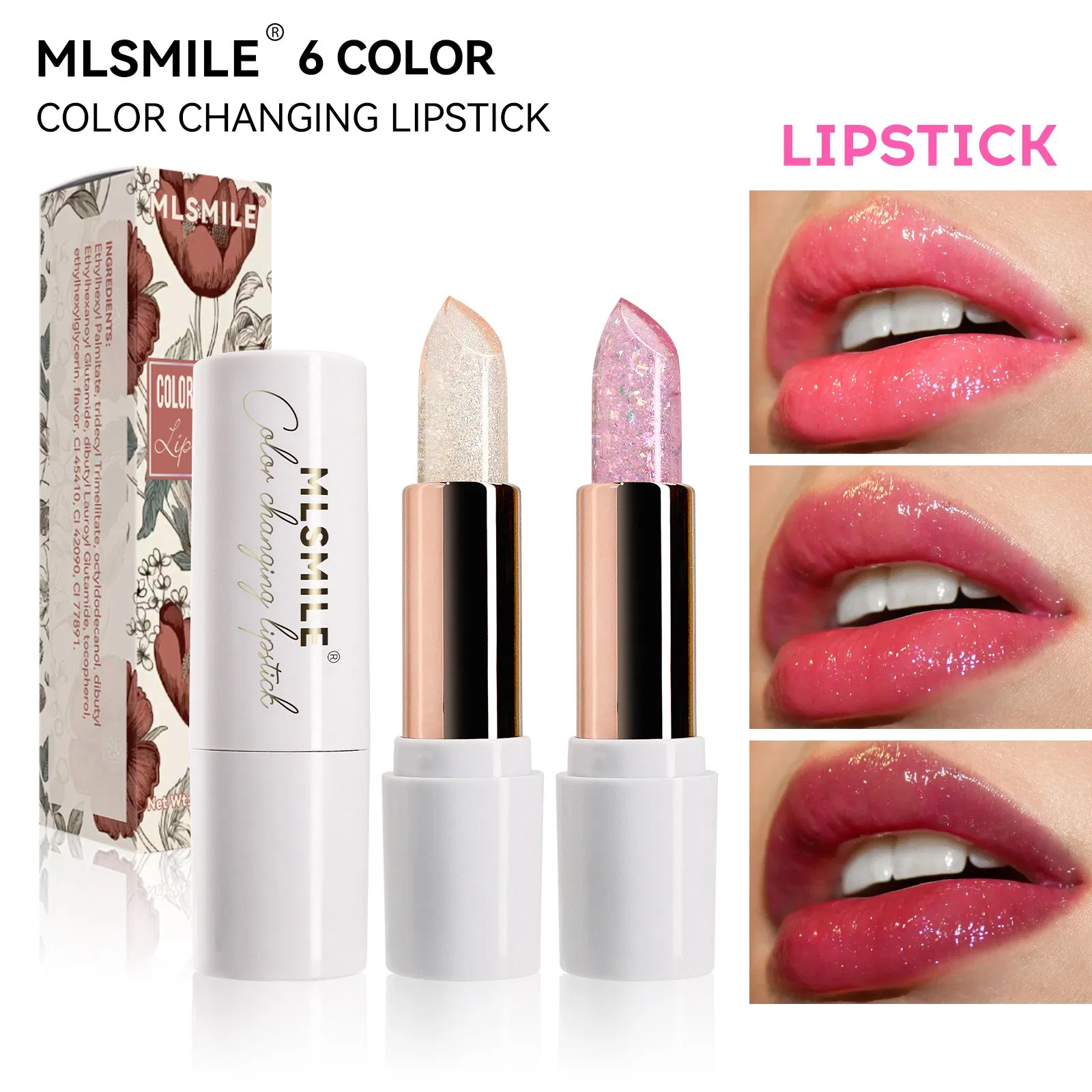 Lip Balm Stick Temperature Change Color Honey Moisturizing Lipstick Nourishing Moisturizing Flower Color Changing Lipstick