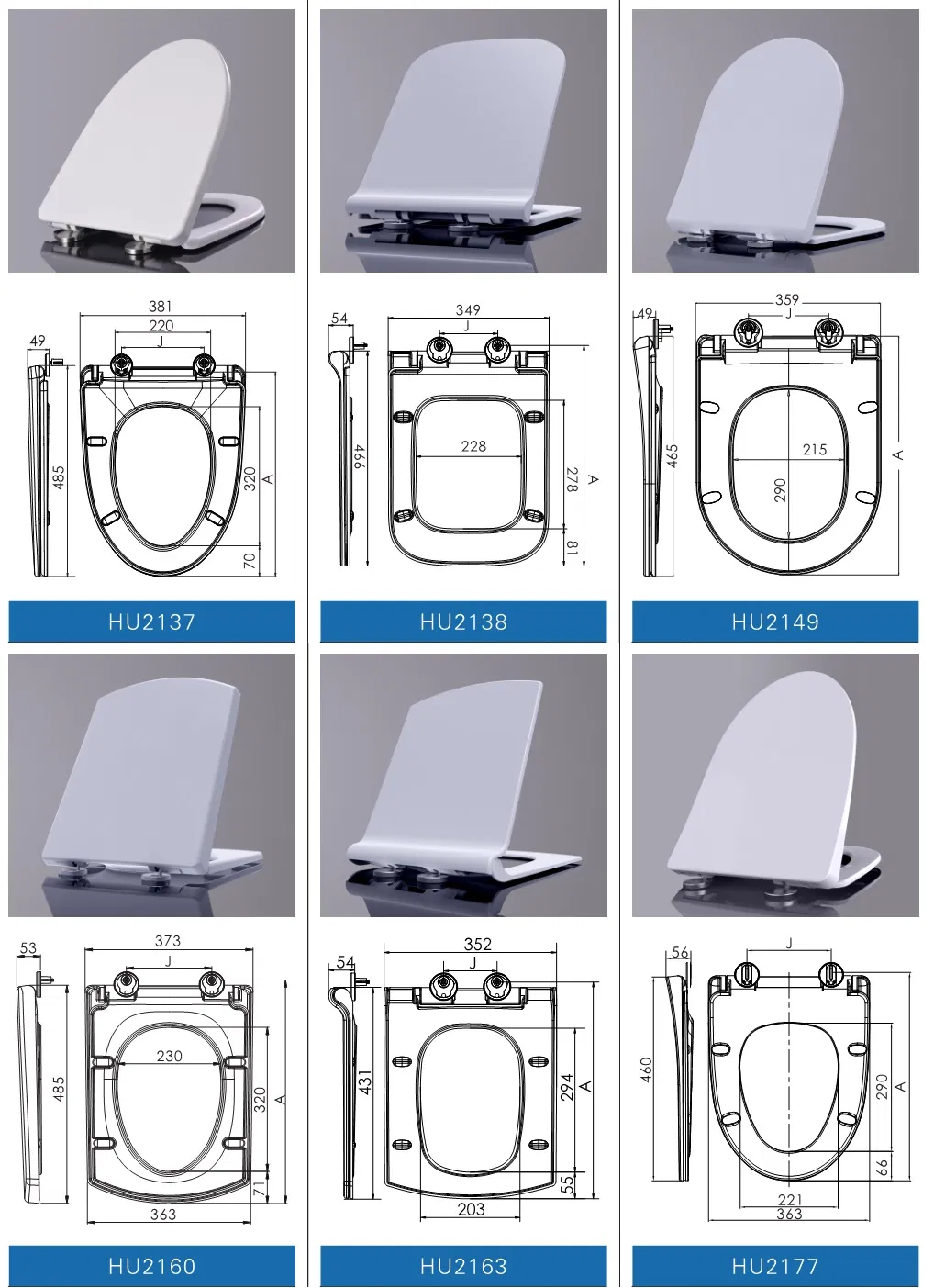 Hu2411 White UF Toilet Seat Cover, D Shape Toilet Seats