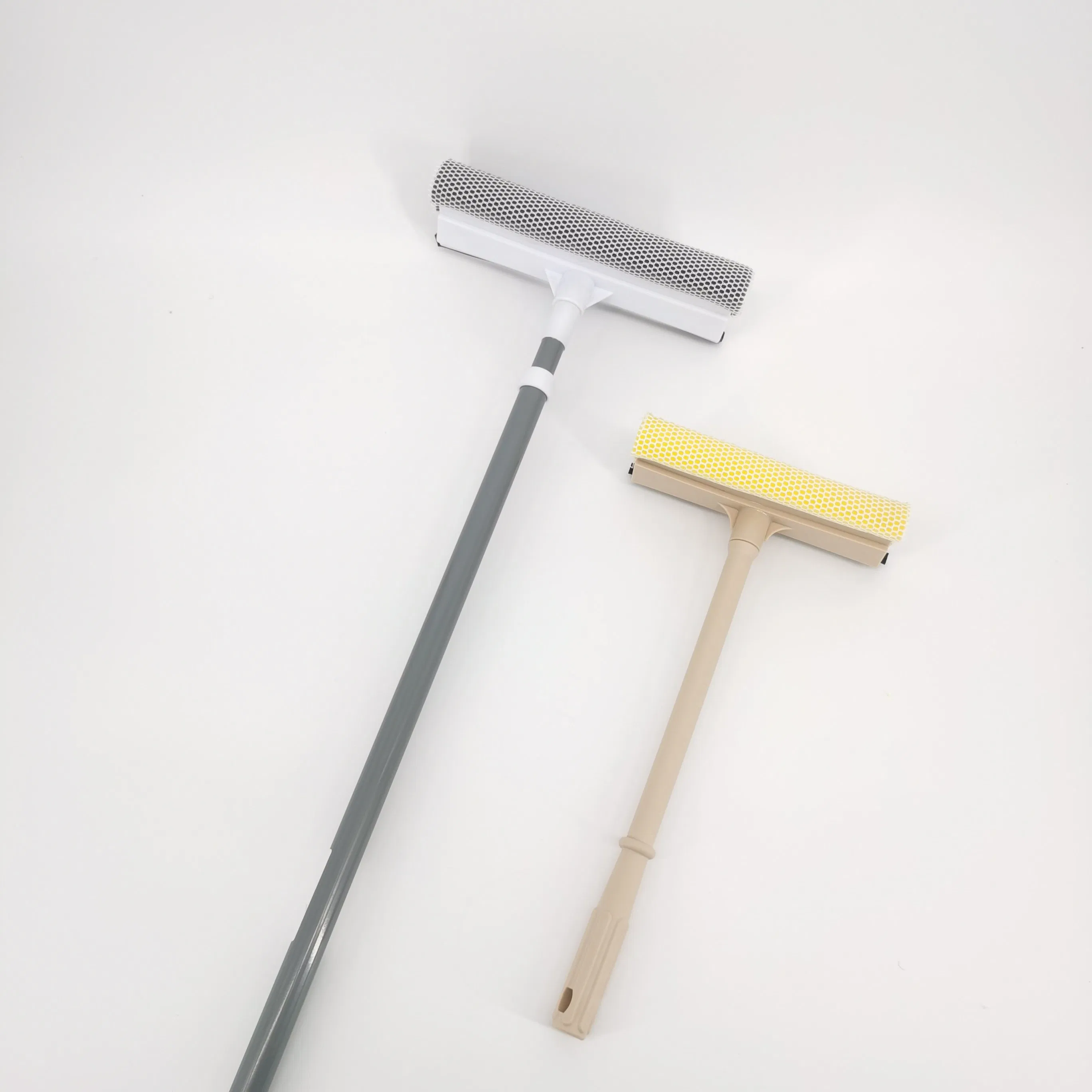 Soft Scraper Window Cleaner with Plastic Handle Window Glass Silicone Head Telescopic Sponge Cleaning Tool Squeegee