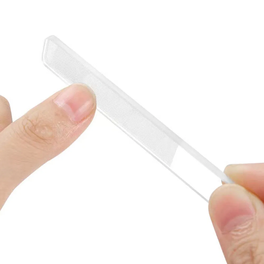 Custom Mini Glass Manicure Supplies Glass Crystal Nail Art File Natural Nano Nail Buffers with Leather Case