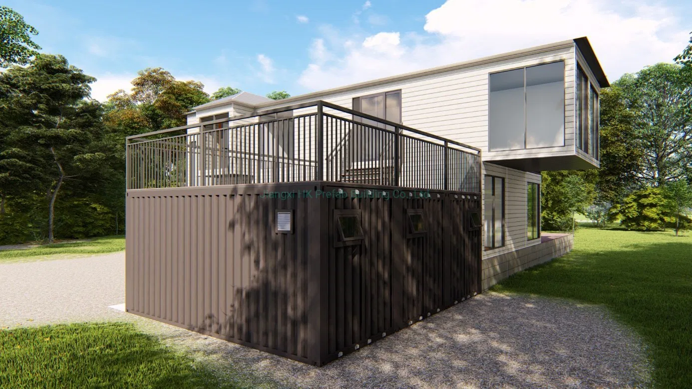 Luxury Modular Modern Prefab Prefabricated Shipping Container House with Garage.