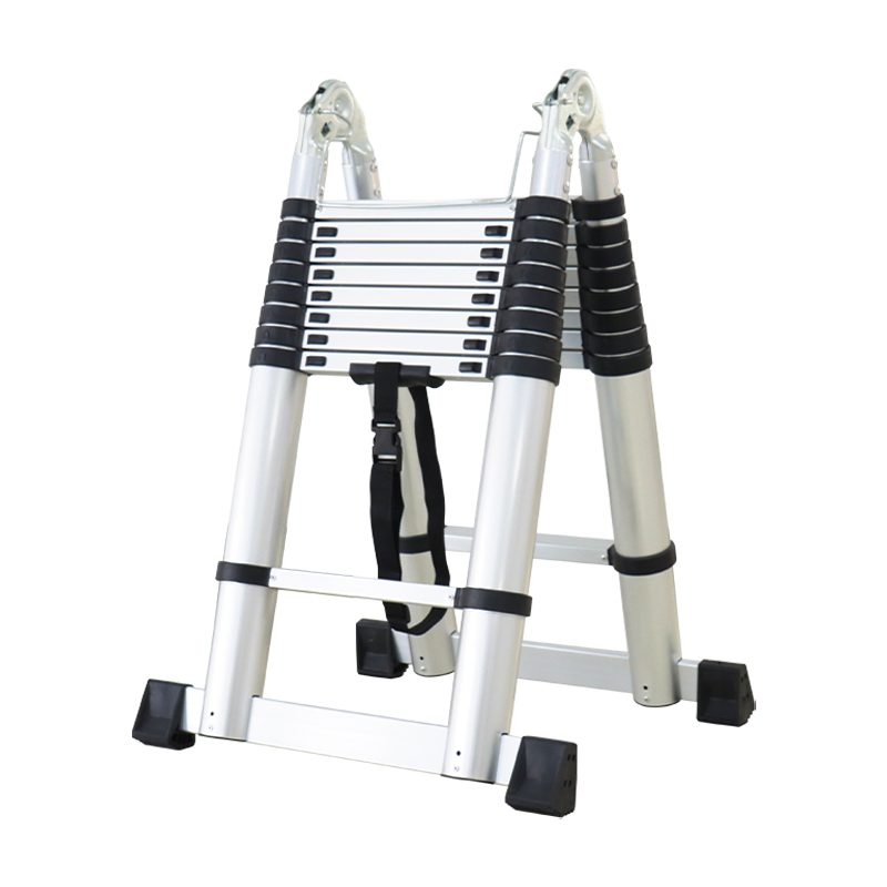 Telescoping a Frame Folding Ladder Aluminum Alloy Lightweight Extension Ladder Stand Collapsible 8 Step Telescopic Step Ladder