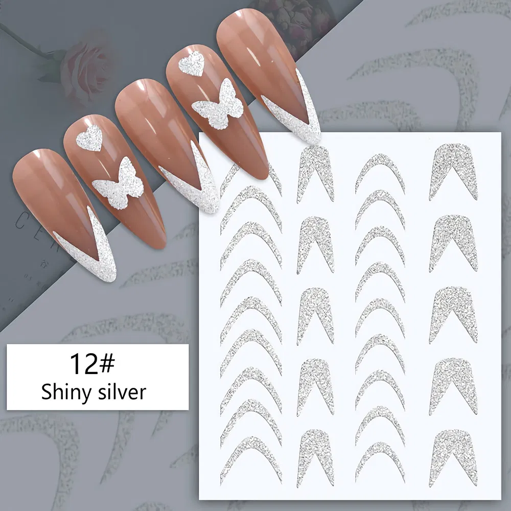 High Quality Reflective Sparkle 3D Heart Stripe Nail Art Ornaments