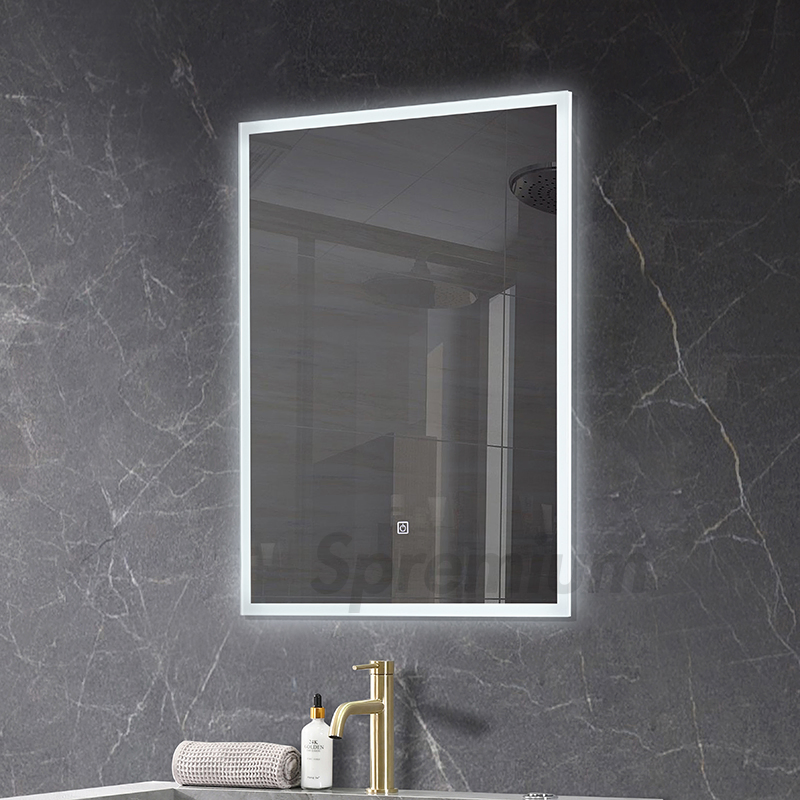 CE ETL Certified Home Decoration Rectangular Fogless Glass Styling Mirror Hotel Room Dressing Acrylic Diffuser Framed Smart LED Bathroom Wall Mirror with Light