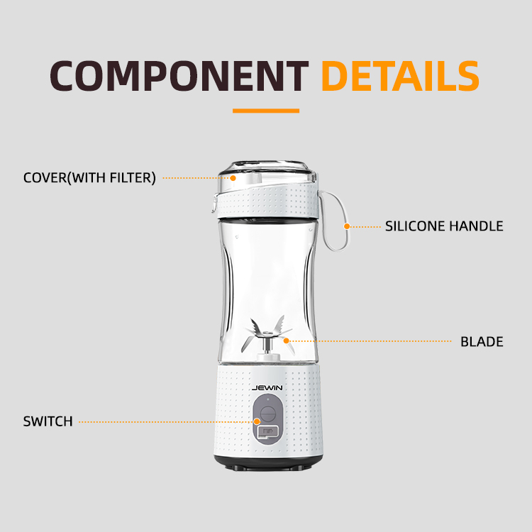 Jewin Portable Electric Juicer Cup Newest Fruit Mixer with Type-C Rechargeable Function