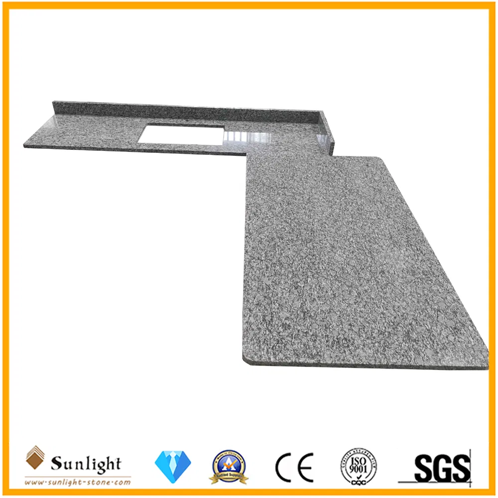 Custom White Wave Sea Flower Stone Kitchen Granite Counter Tops