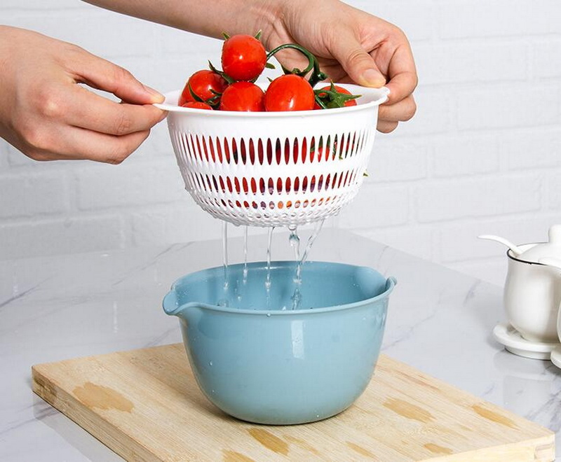 Kitchen Tools Double Layer Multi-Function Sink Strainer Fruit Vegetable Washing Bowl
