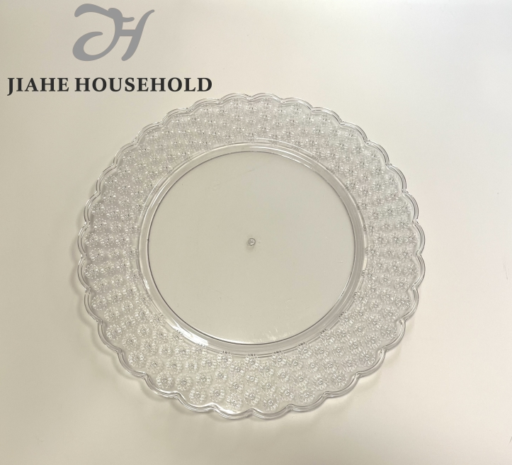 . Elegant Clear Charger Plates with Gold Beaded Rim for Dining