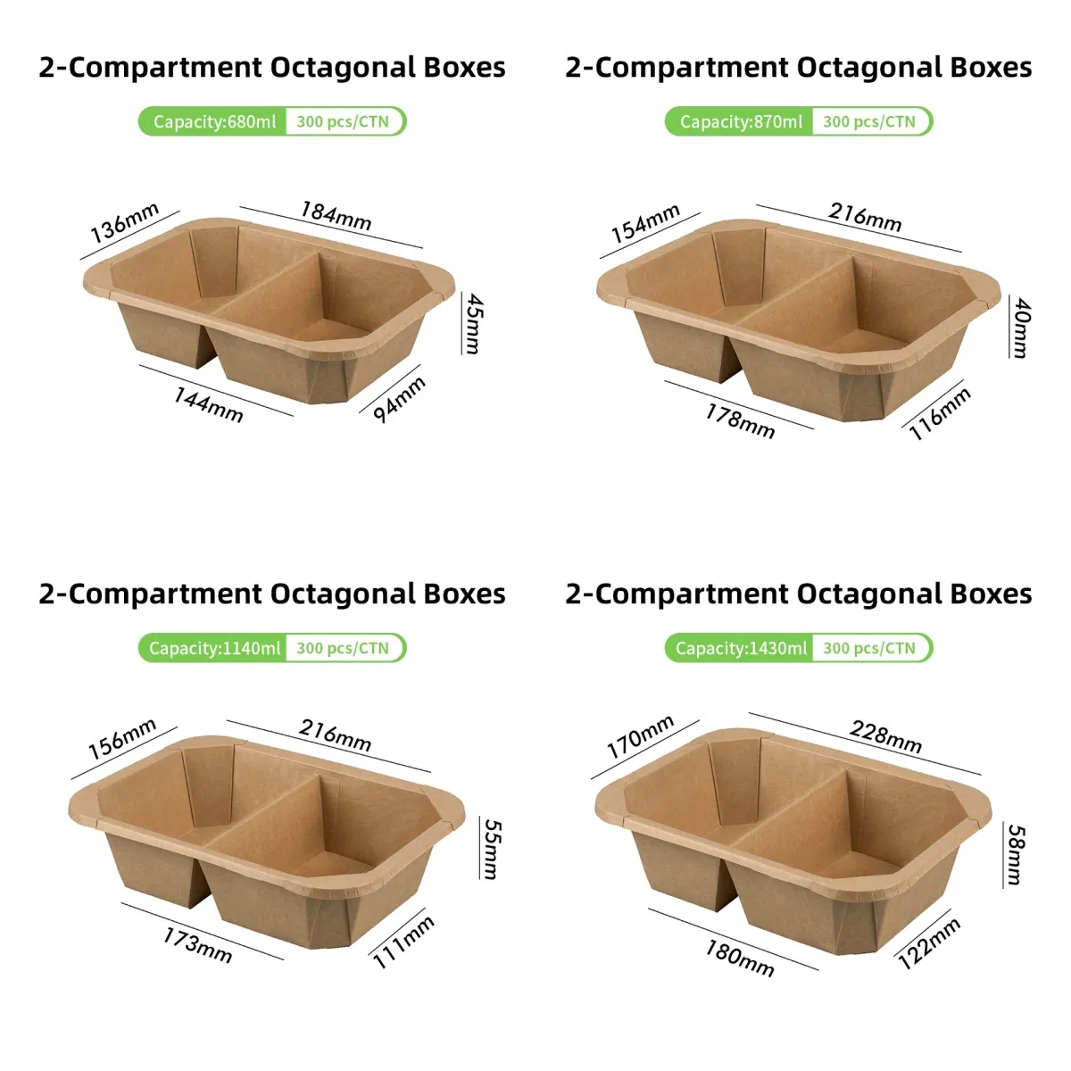 Custom Logo Printing Rectangular Returnable Disposable 5 Compartment Brown Kraft Paper Packaging Food Lunch Box