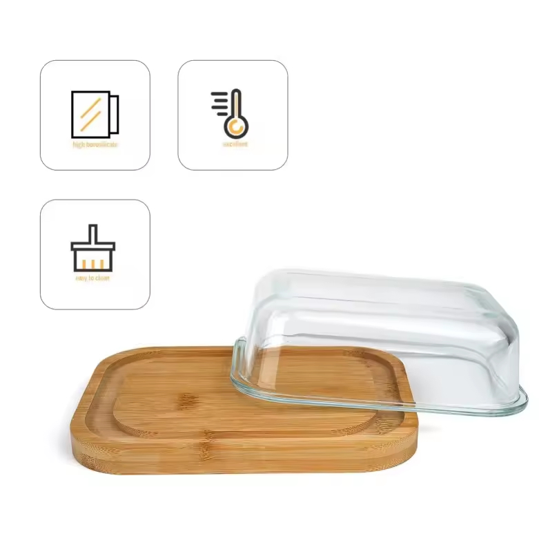 Versatile Glass Butter Dish with Eco-Friendly Bamboo Cover