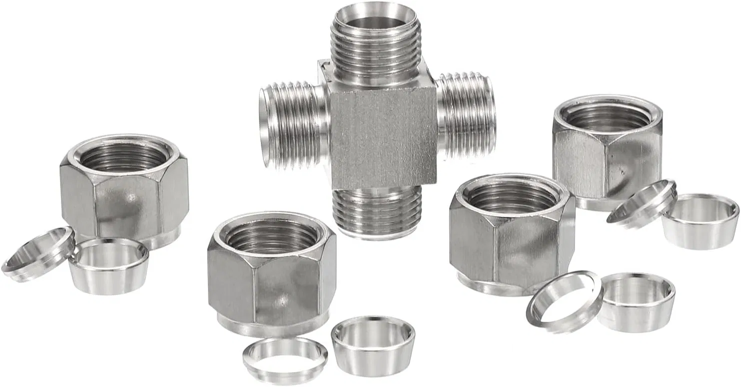 Stainless Steel 304 316L High Pressure 3000psi 6000psi Double Ferrule Union Cross