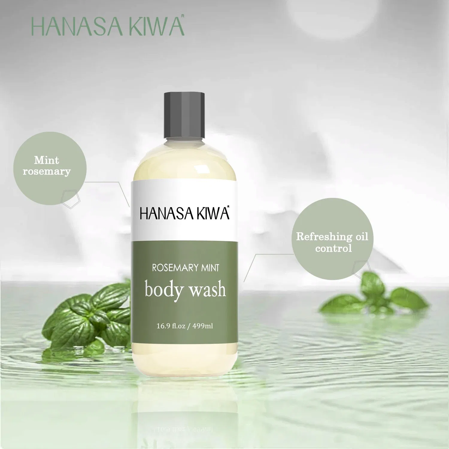 Private Label Rosemary Mint Body Wash with Hyaluronic Acid