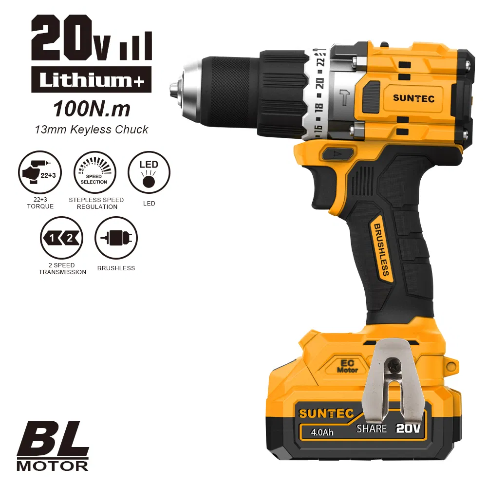Аккумуляторная дрель Suntec 20V, компактная и легкая
