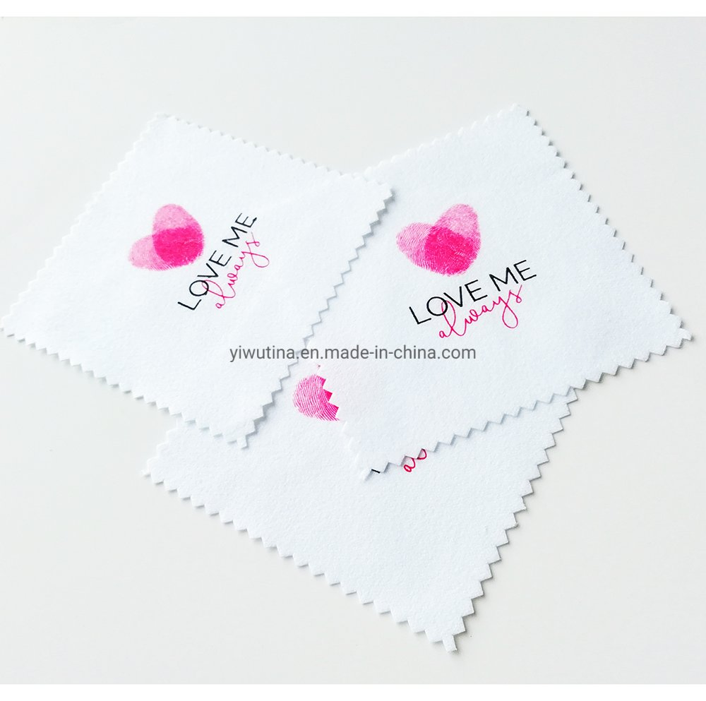 Hot Sale White Microfiber Jewelry Polishing Cleaning Cloth with 2 Colours Logo