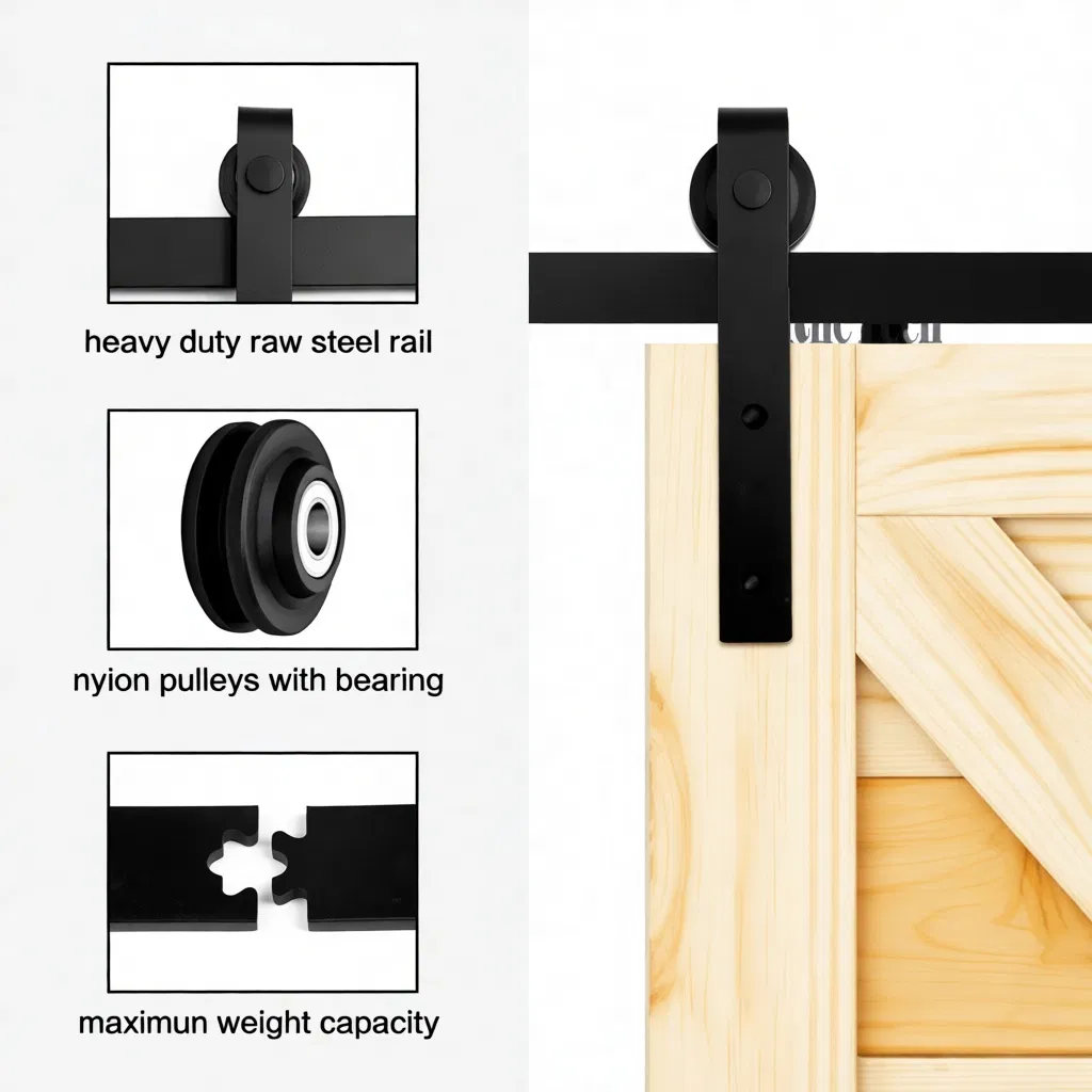 CE Certified 6.6FT Carbon Steel Modern Industrial Sturdy Barn Door Hardware Kit