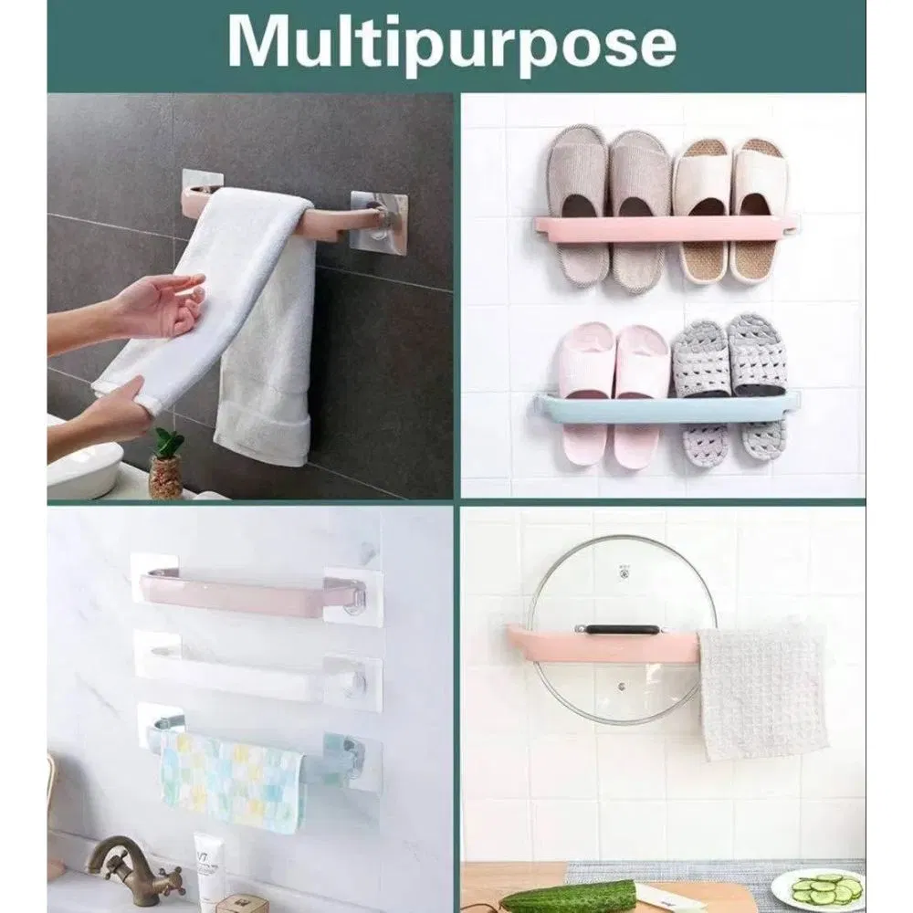 Free Punch Towel Rack Single Rod Rotating Hanger Plastic Bar Wbb15727