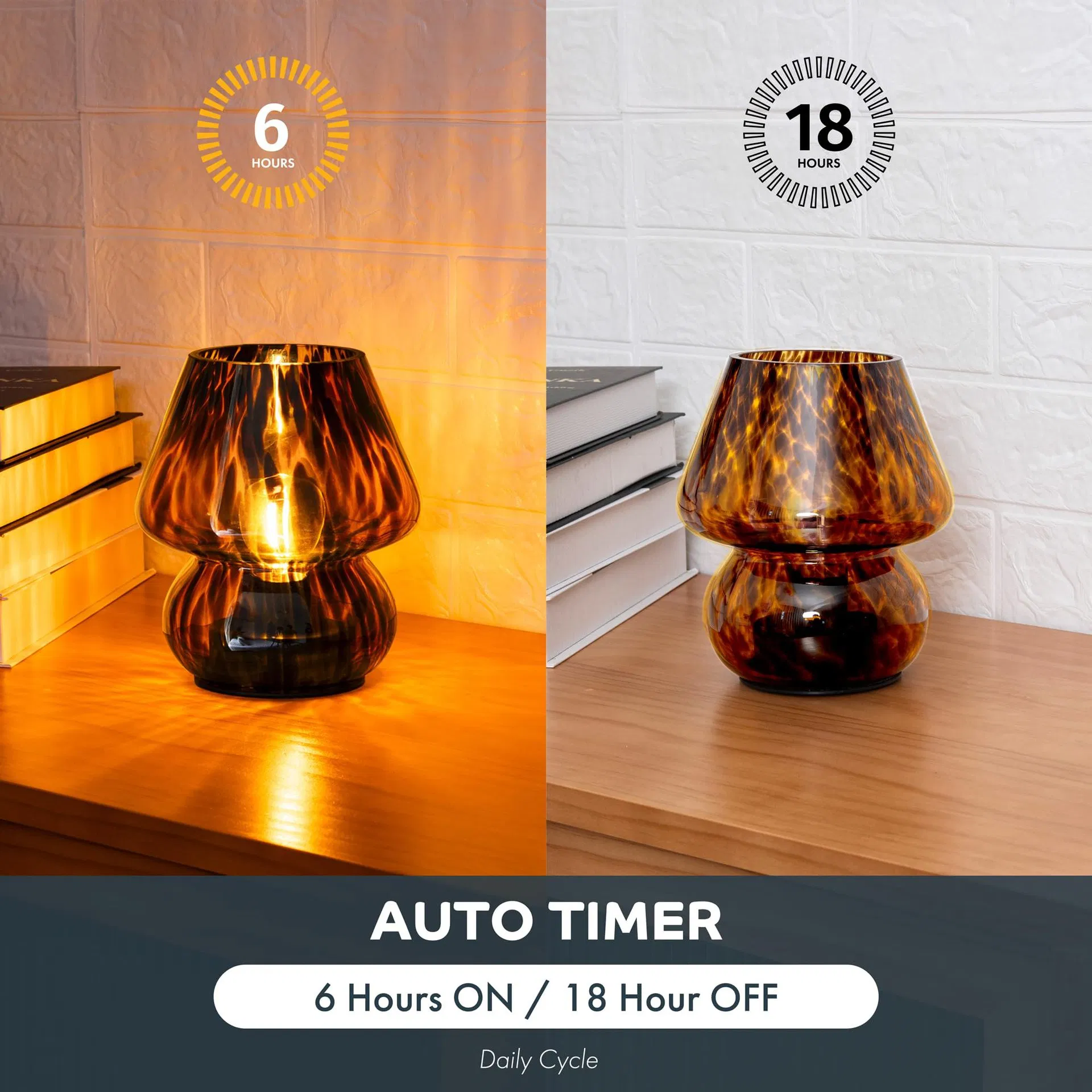 Small Retro Mushroom Lamp Bedroom Black Desk Lamp Semi Transparent Glass Stepless Dimming Aesthetic Murano Home Decoration Life