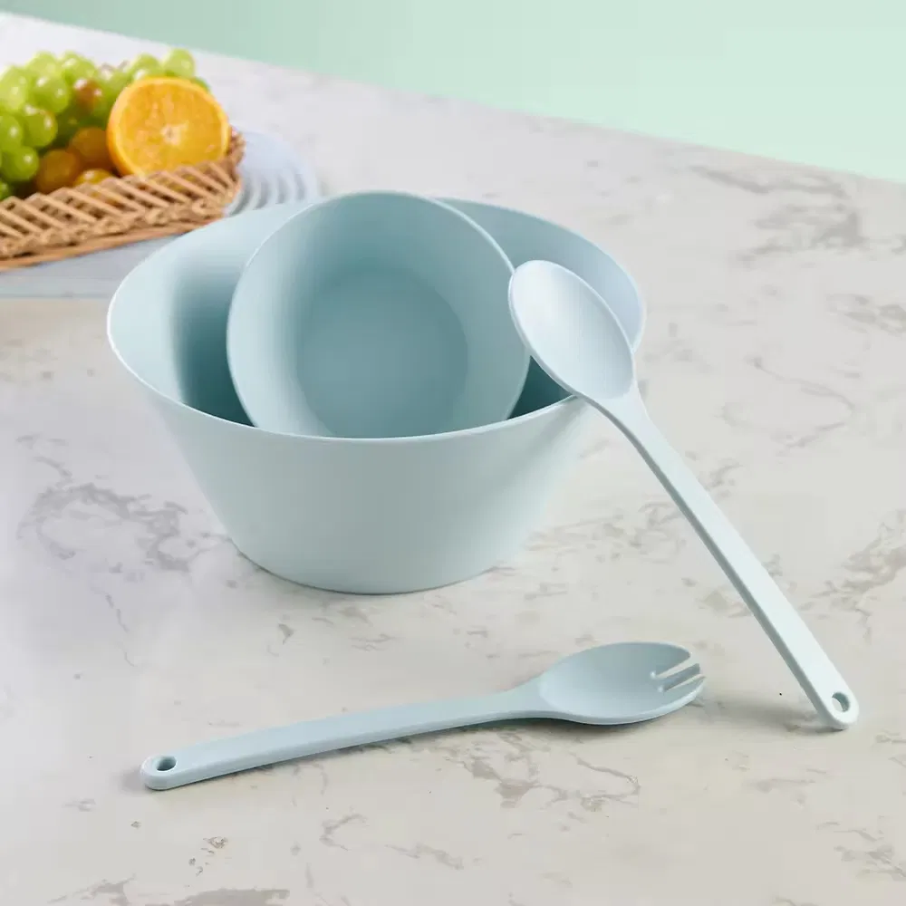 Eco-Friendly 3-Piece Plastic Melamine Salad Mixing Bowl Set