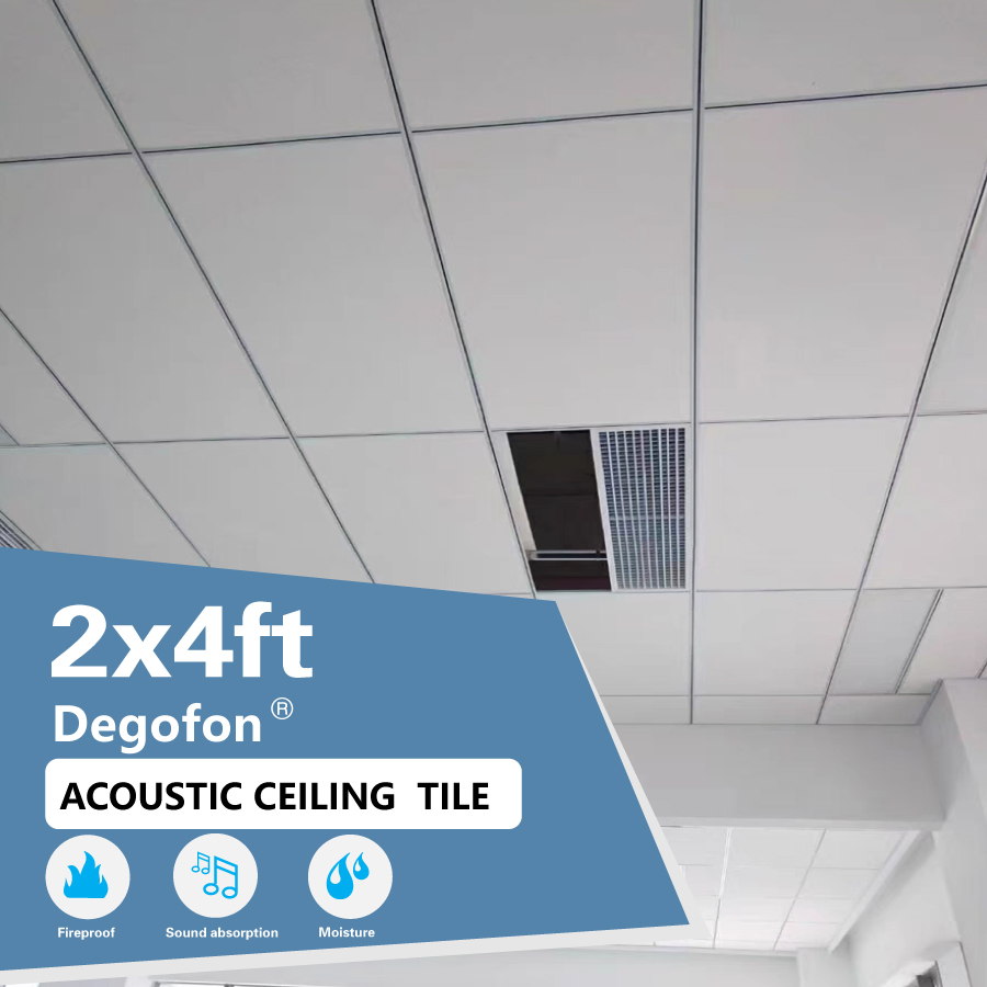 Modern Design Acoustic Stonewool Ceiling Grid Square Tiles Hotel Shopping Mall Office
