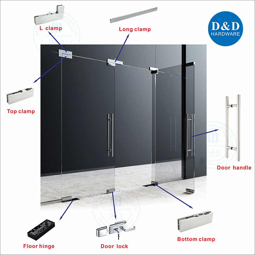 Modern Wholesale Guangdong Building Pull Handle Patch Fitting Floor Spring Tempered Glass Clip Clamp Sliding Shower Hinge Door Bathroom Accessories Hardware