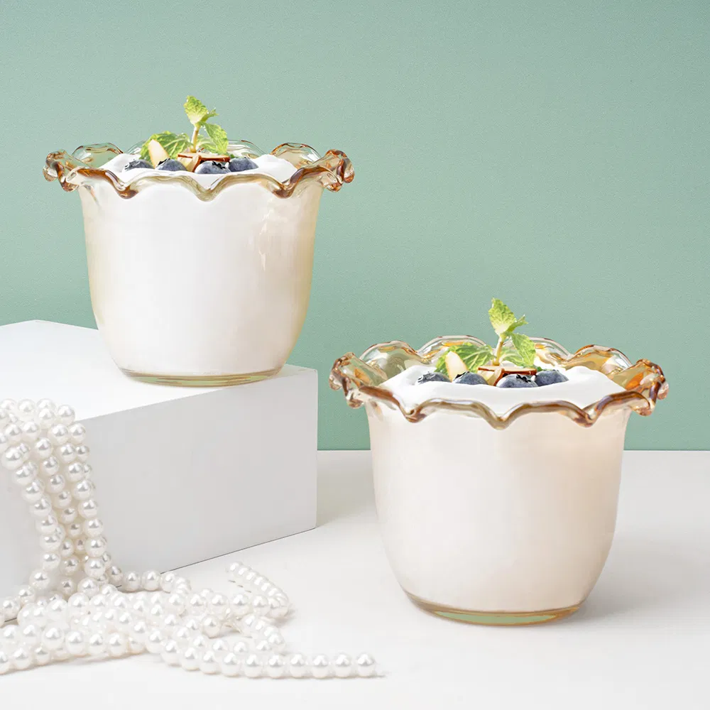 Decorative Large Glass Salad Bowl Large Transparent Ice Cream Sundae Glass Bowl Cup for Food