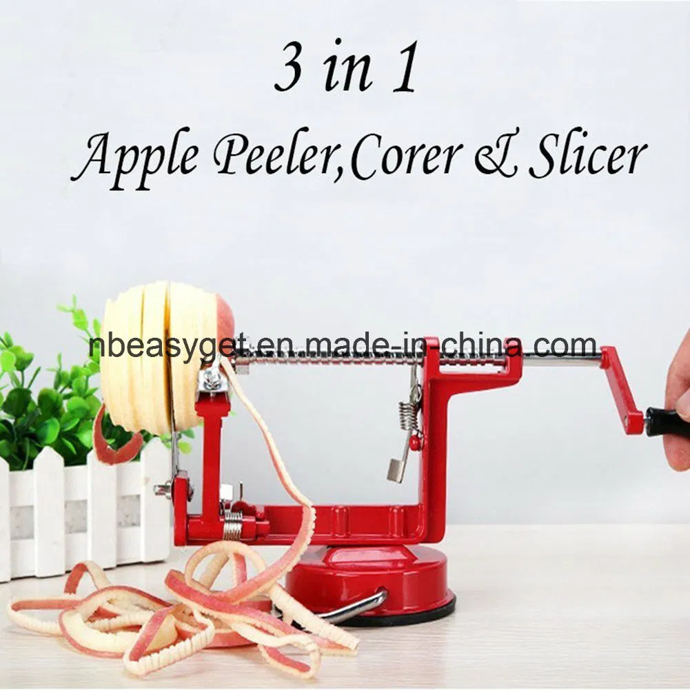 Apple Peeler Corer Slicer Machine with Vacuum Suction Base Cast Iron Rotating Spiralizer Apple Peeler for Countertop with Stainless Steel Blades Esg10159