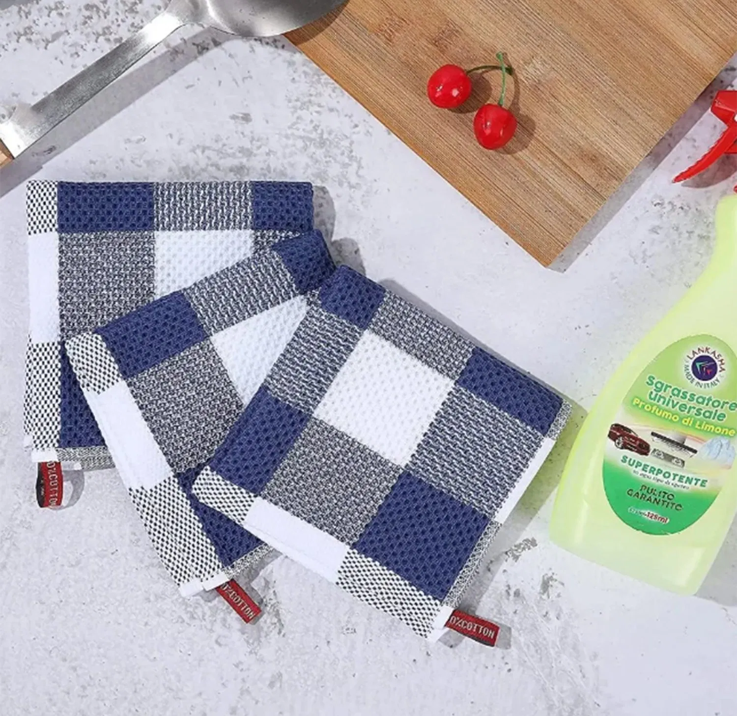 Cotton Dishcloth Towel, 100% Cotton Cloth Soft and Absorbent Checkered Dish Towels, Quick Drying Dish Rags