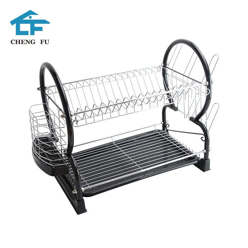 2 Tier Kitchen Dish Racks Metal Dish Drying Racks Table Storage Dish Rack