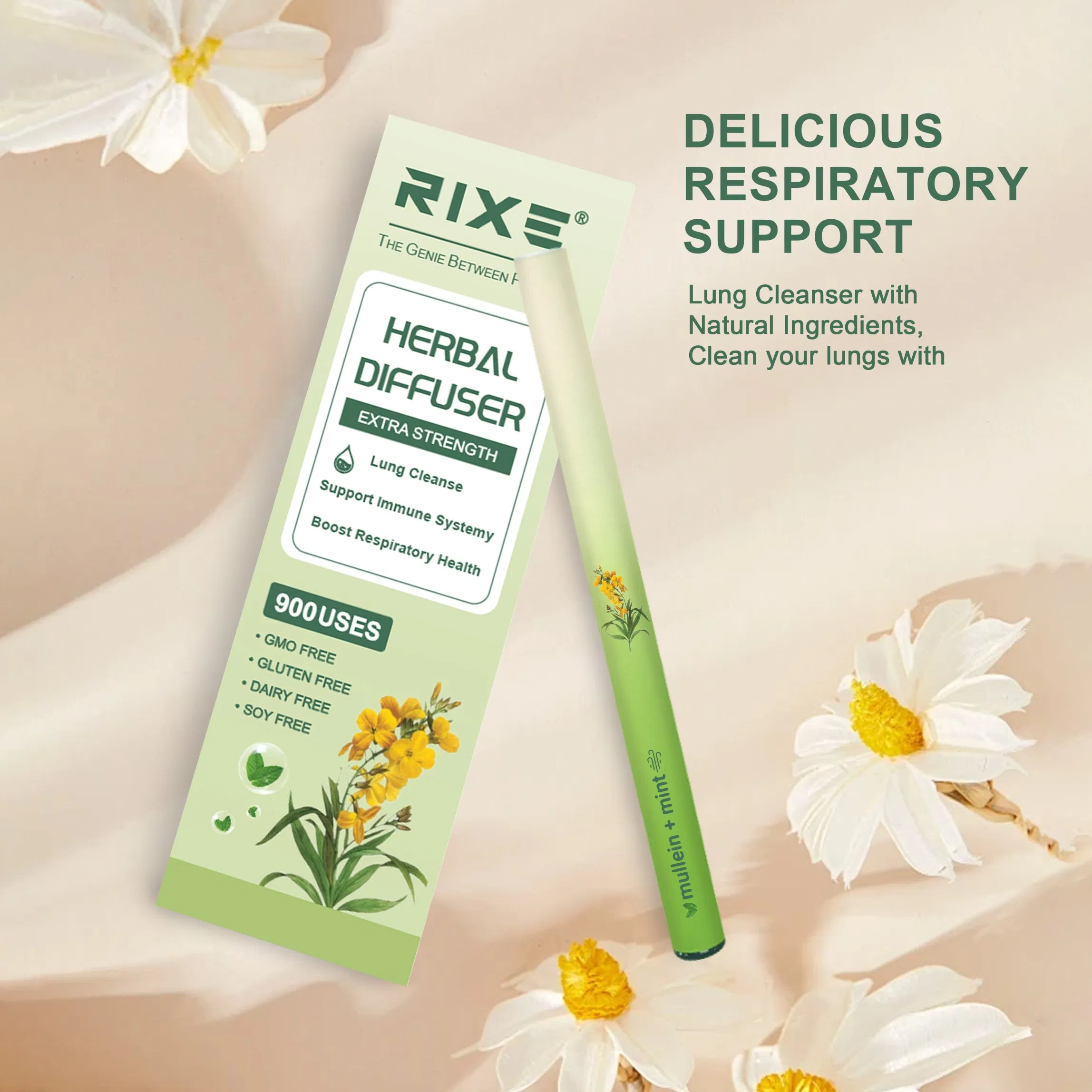 Thyme and Mint Extracts Aid Lung Detoxification and Freshen Breath. Herbal Diffusion Pen Relaxation Stick Solution.
