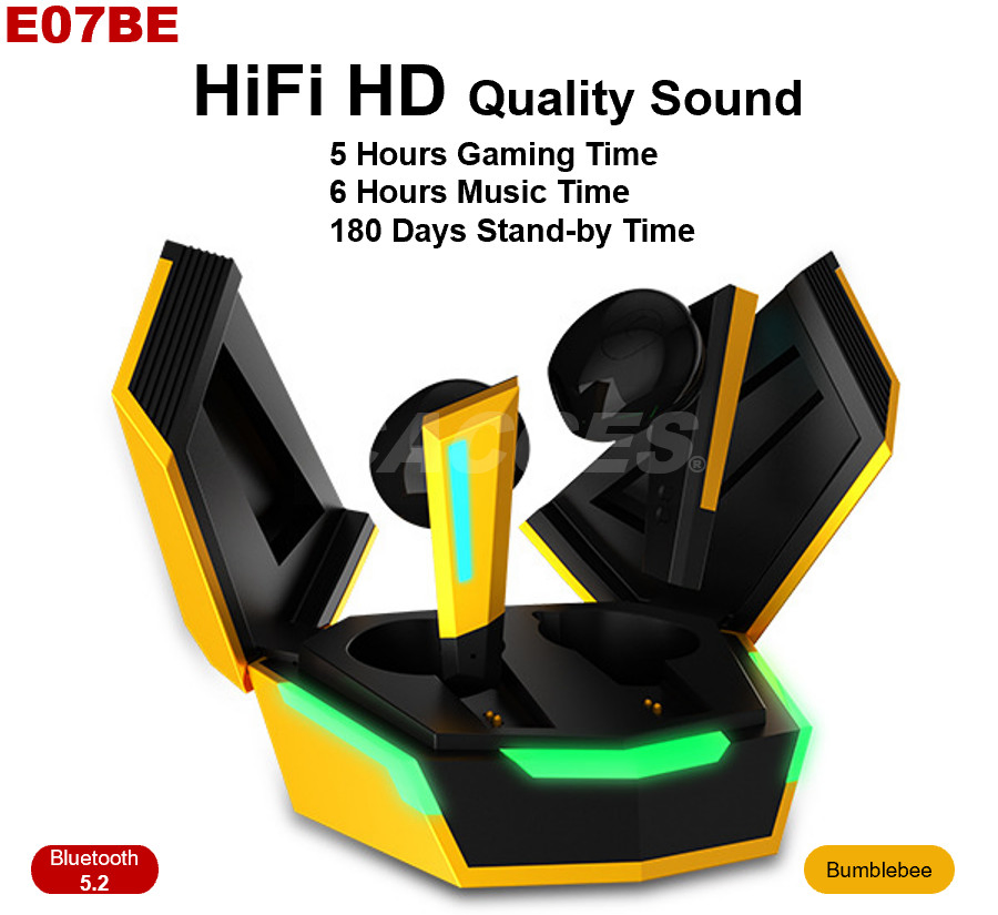 Беспроводные наушники E07be Bluetooth 5.2 для игр