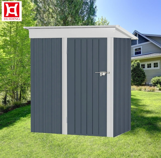 Durable Gray Metal Shed for Outdoor Tool Storage