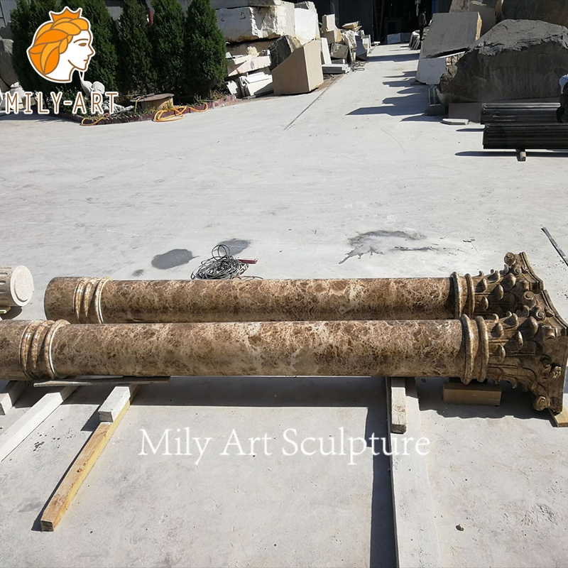 Outdoor Large Hand Carved Natural Marble Pillar for Sale