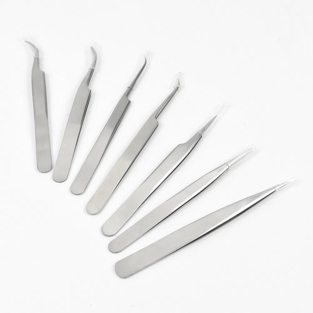 Stainless Steel Tip Pointed Eyelash Tweezer Wholesale Medical Eye Lash Extension Eyebrow Tweezers