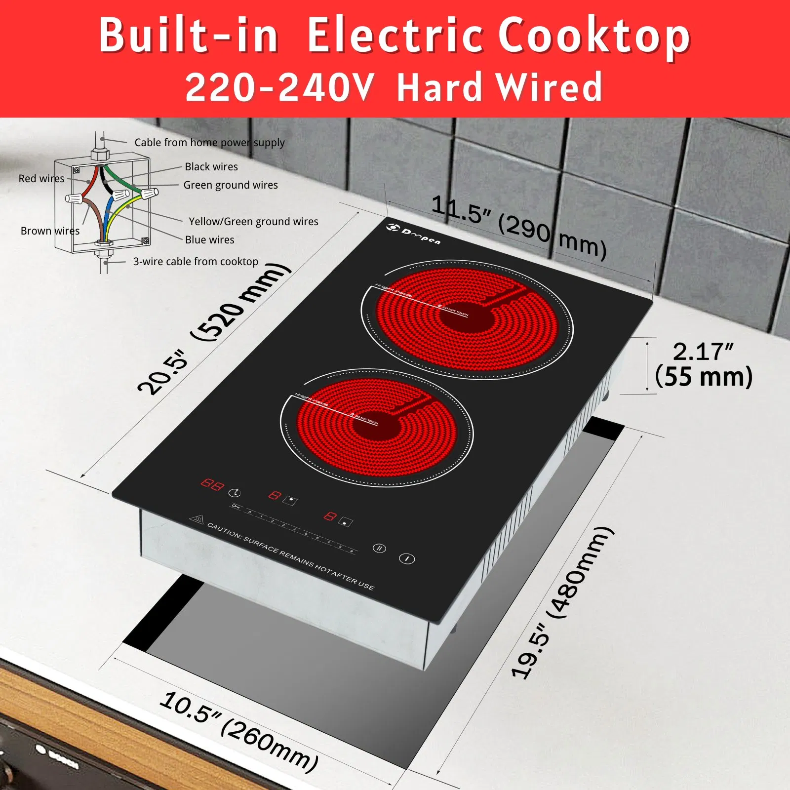 2025 New Trend Electric Cooktop 2 Burner Ceramic Hob Radiant Built-in 2 Burner Infrared Cooker