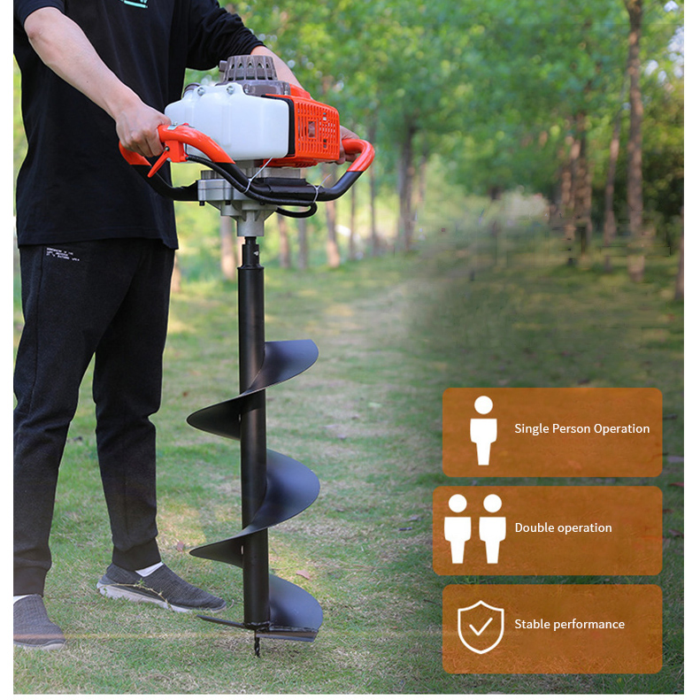 High Power Output 2.2KW,63CC Fence Gasoline Post Hole Digger for drilling