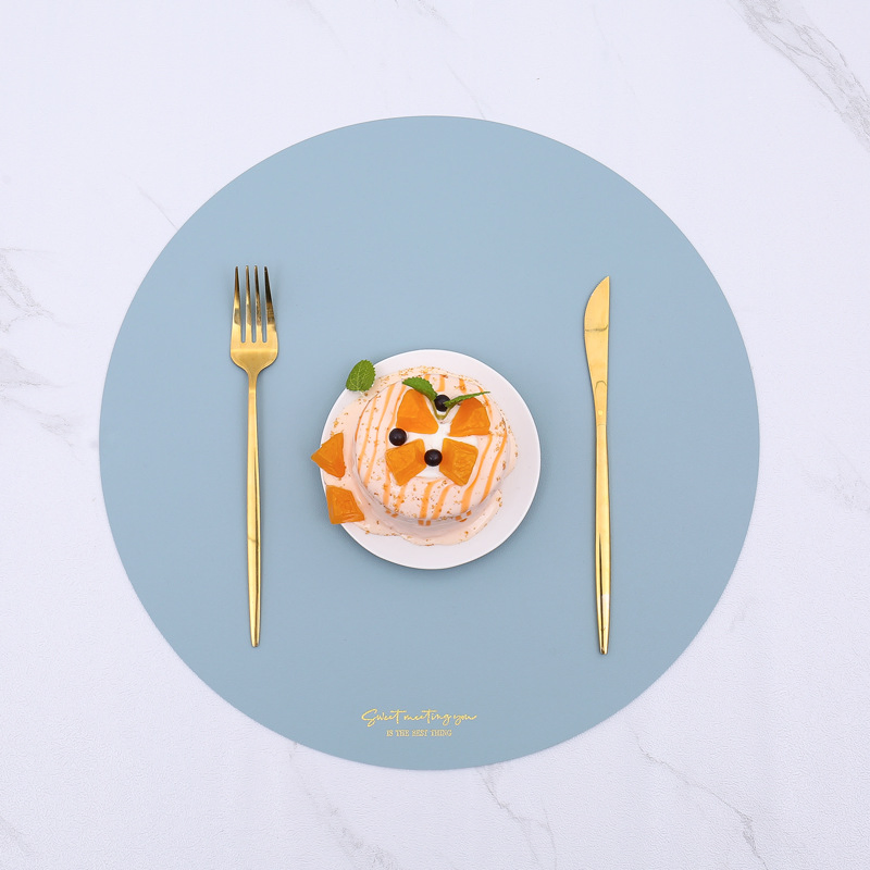 Waterproof Coffee Coasters Kitchen Table Mats Easy Cleaning Eco-Friendly Round Embossed PU Leather Placemat