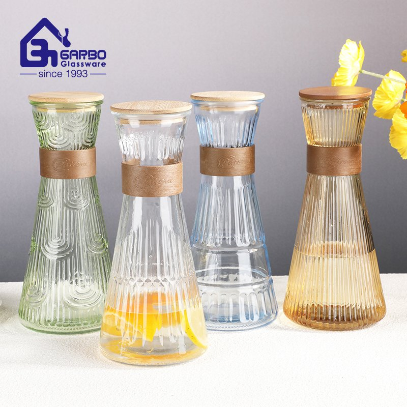 Garbo New Design Is Machine Made Cheap Price Blue Color 920ml Glass Water Bottle Carafe with Lid