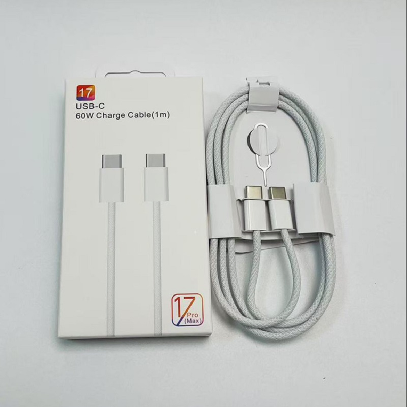 Кабель USB-C 60W оранжевый, нейлоновая оплетка