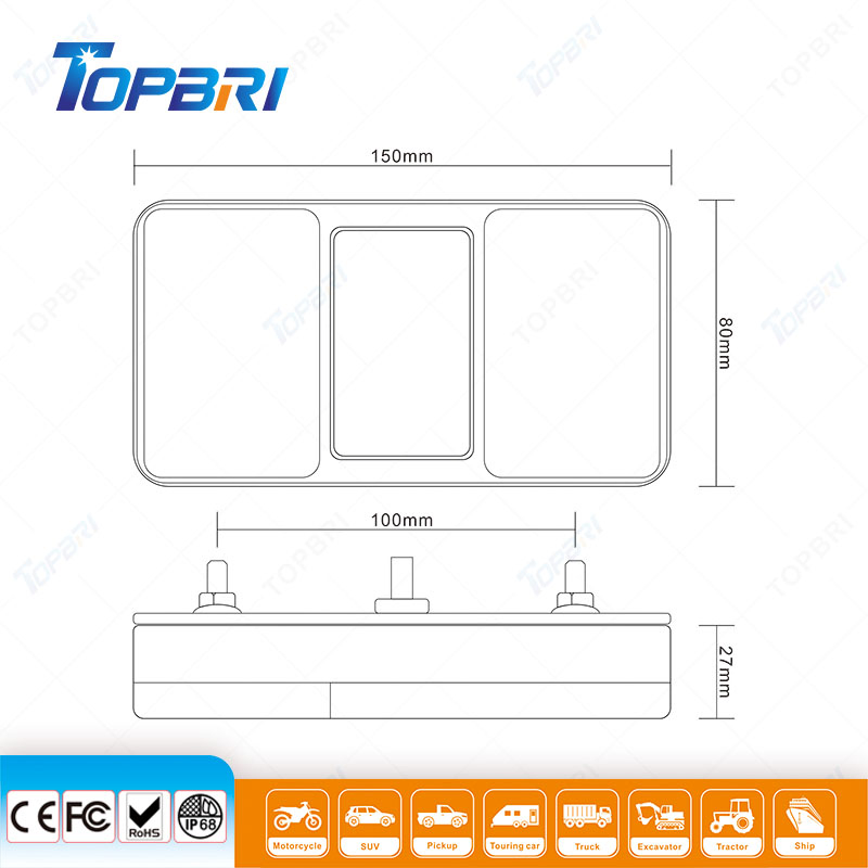 Прямоугольные светодиодные габаритные фонари для сельхозтехники и прицепов