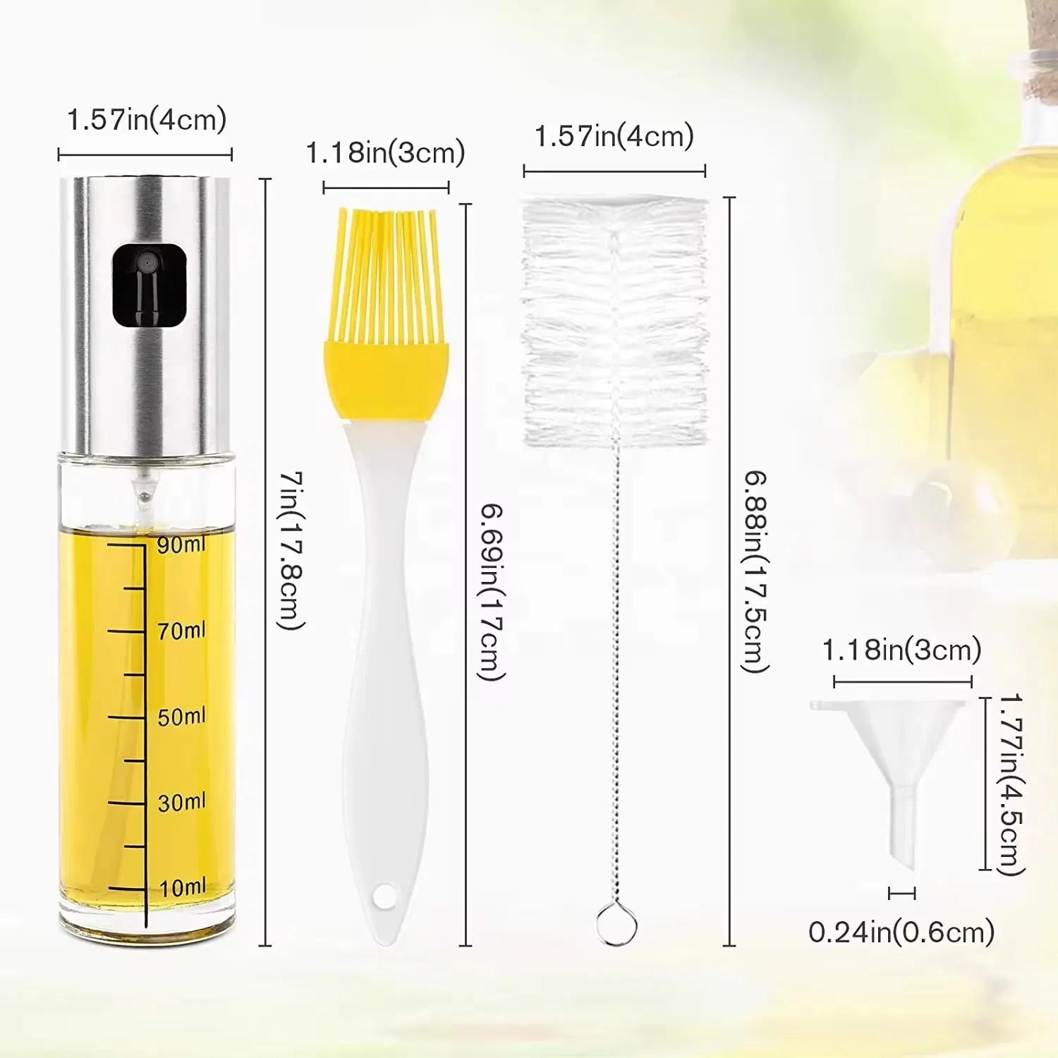 Stainless Steel Glass Spray Olive Oil Sprayer Bottle Oil Spray for Cooking Camping