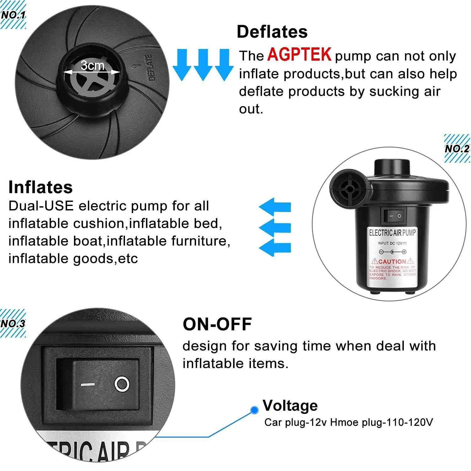 Good Selling Portable Quick Fill Perfect Inflator Deflator Electric Air Pump